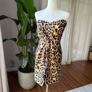 🐆 MOSCHÉ Strapless Leopard Print Mini Dress – Size S/M